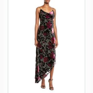 Adian By Adian Mattox Velvet Burnout Floral Asymmetric Cowl Dress Size 6